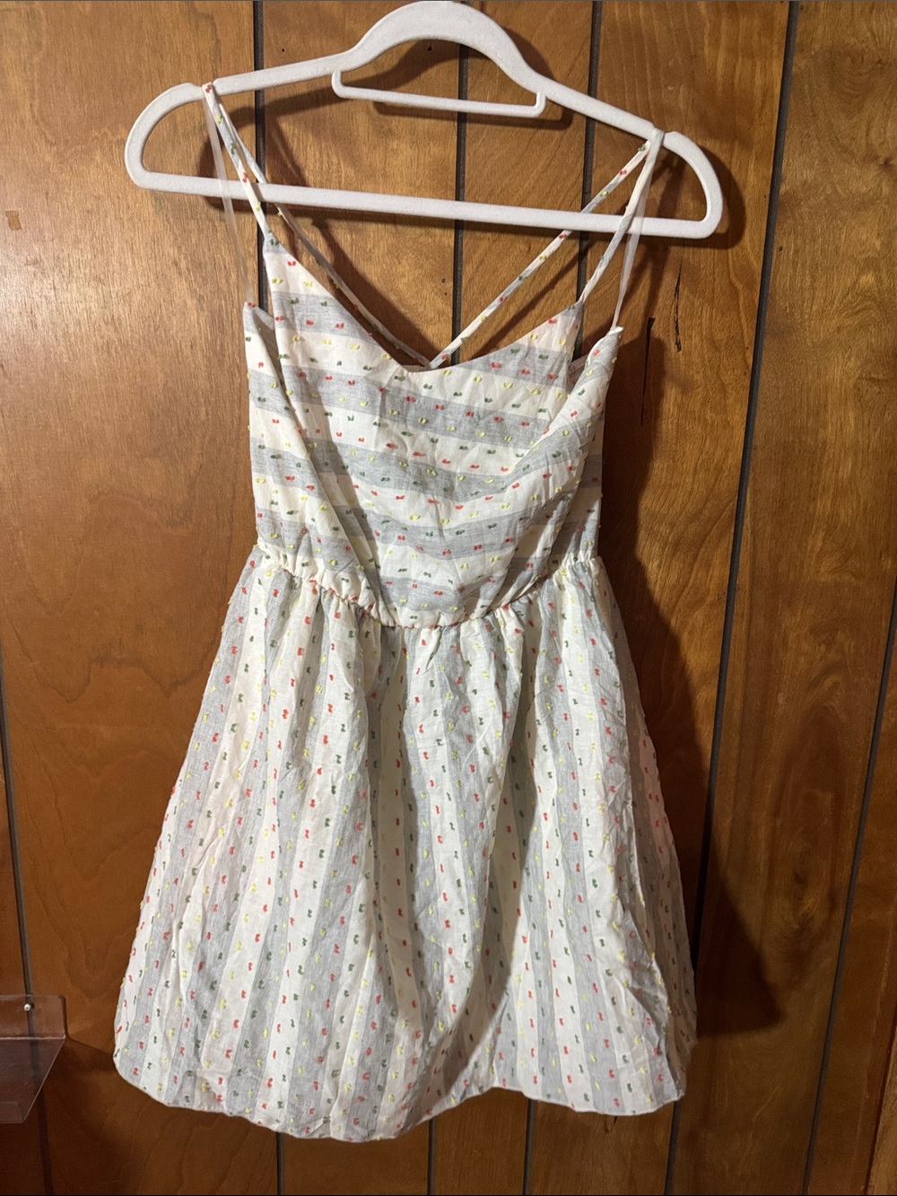 Rachel Kate Cream Floral Spaghetti-Strap Mini Dress